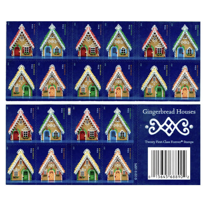 Contemporary Gingerbread Houses Forever Stamp 2013